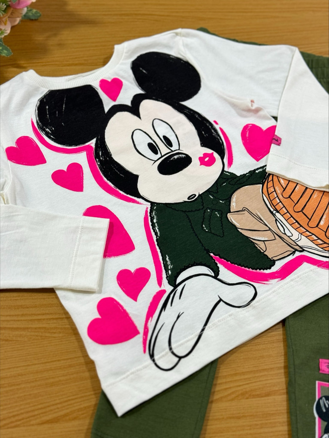 Conjunto Infantil Animê Inverno Calça Legging e Blusa Mickey Disney