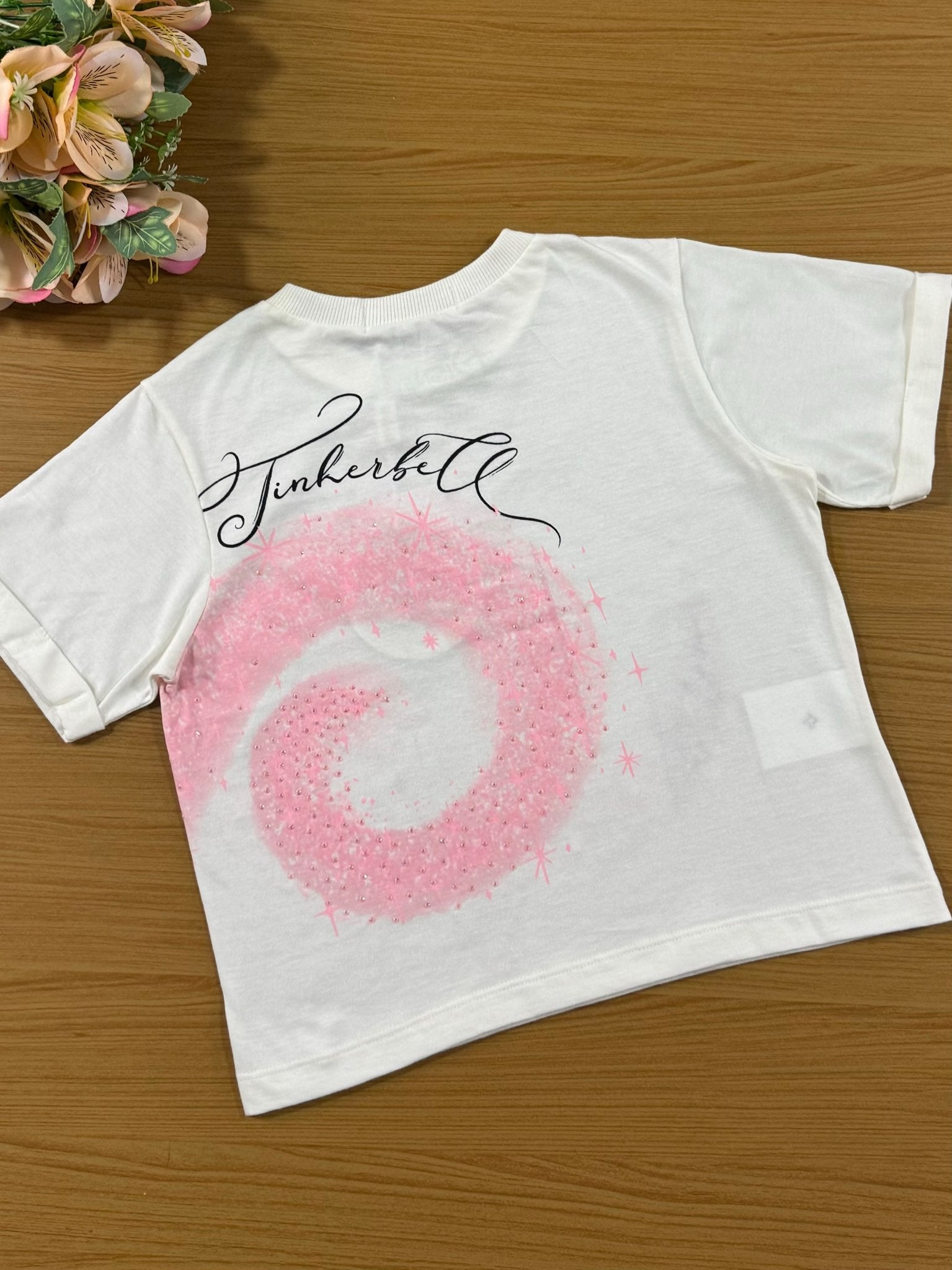 Blusa Infantil Animê Inverno Manga Curta Tinker Bell Disney