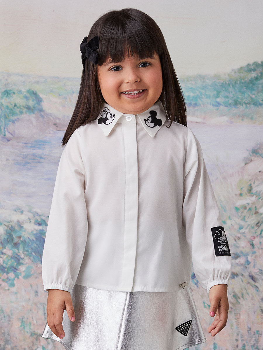 Camisa Infantil Animê Inverno Off White Mickey Disney
