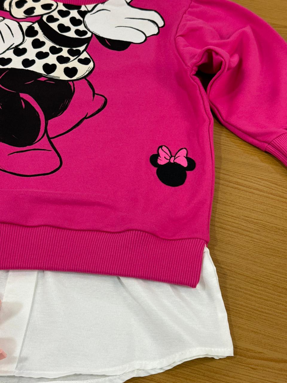 Moletom Infantil Animê Inverno Pink Minnie Disney