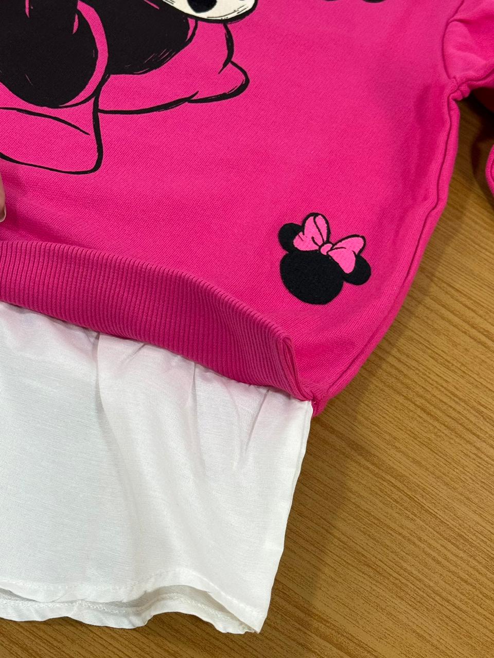 Moletom Infantil Animê Inverno Pink Minnie Disney