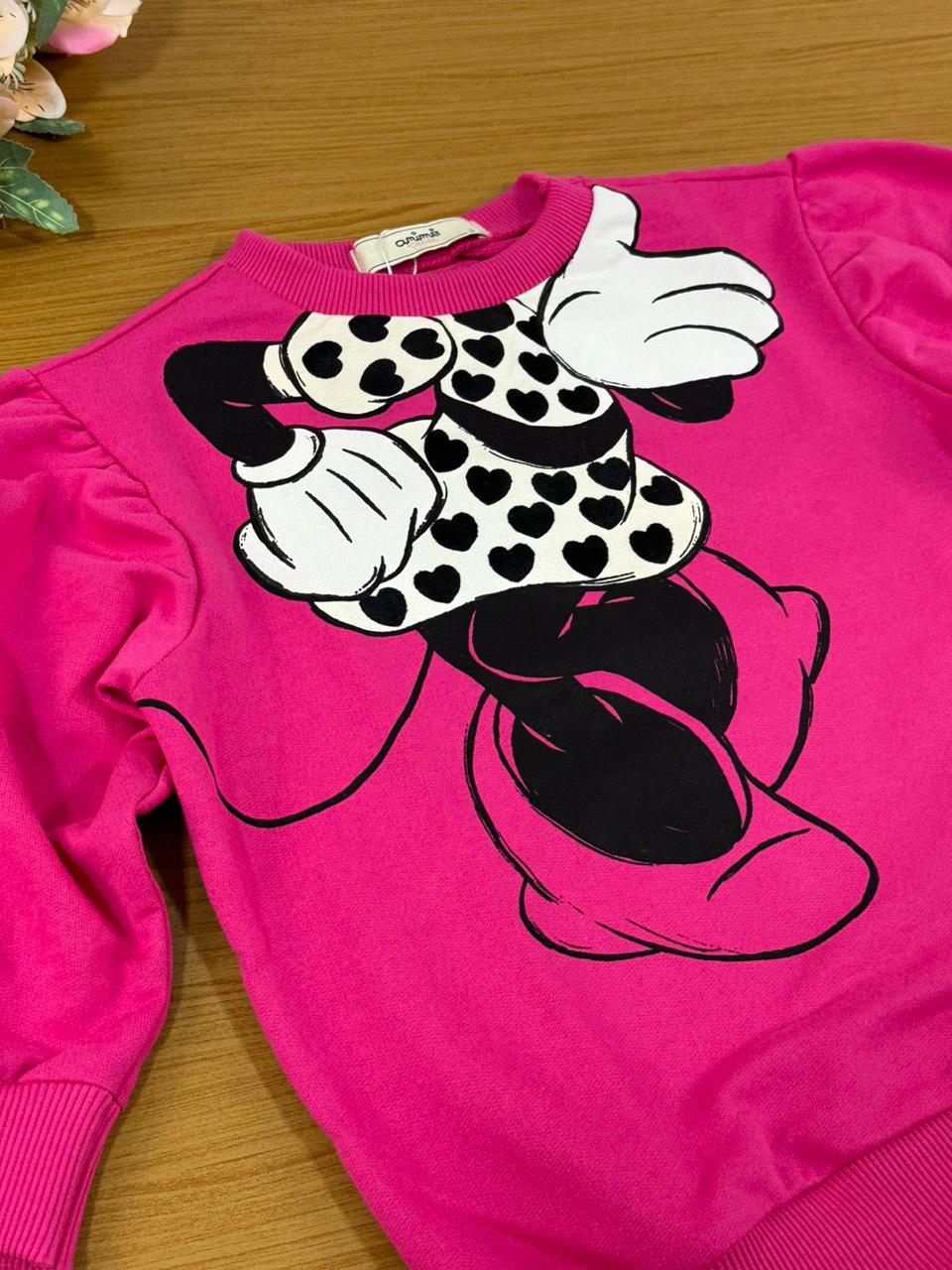Moletom Infantil Animê Inverno Pink Minnie Disney