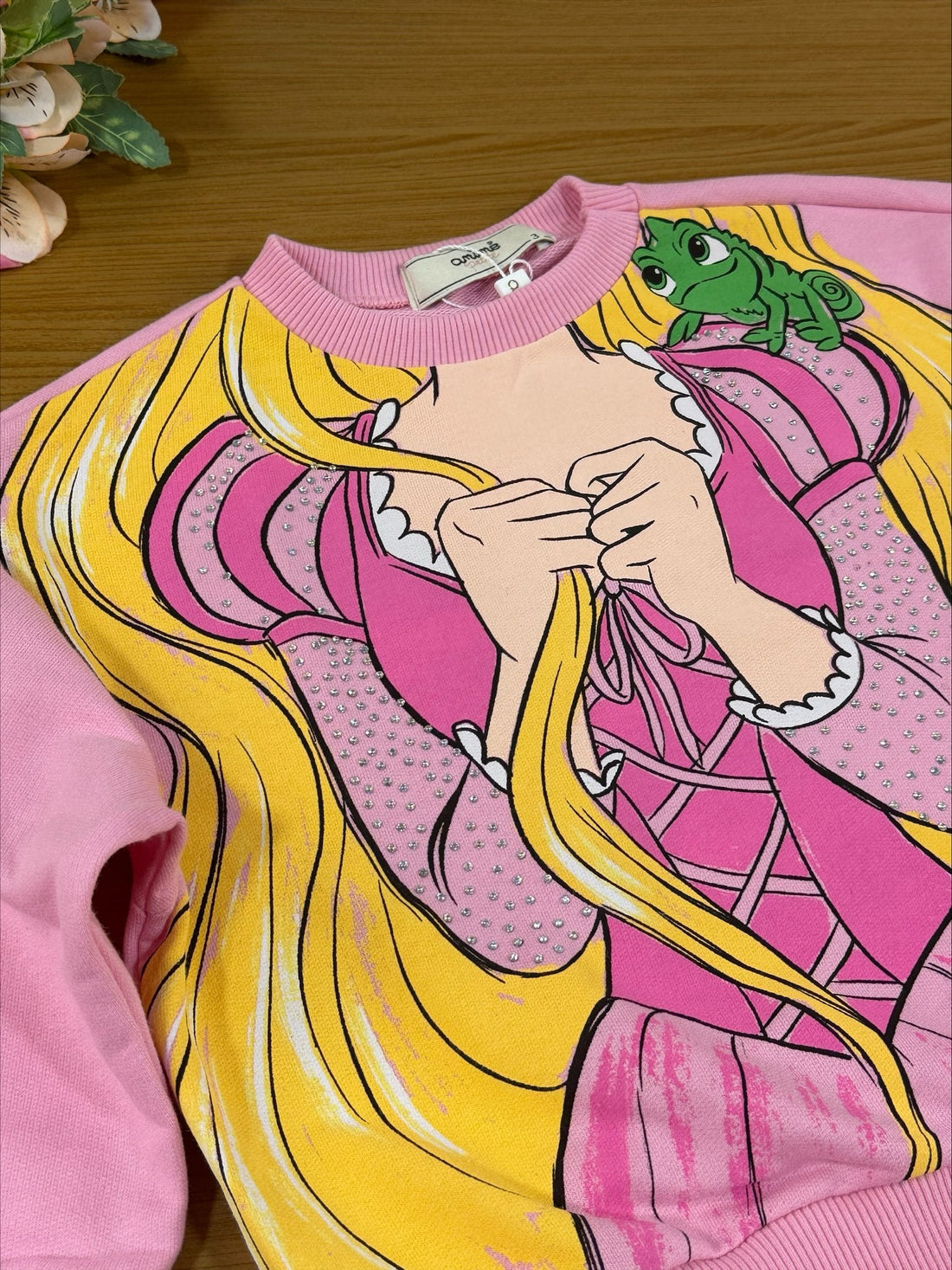 Moletom Infantil Animê Inverno Rosa Rapunzel