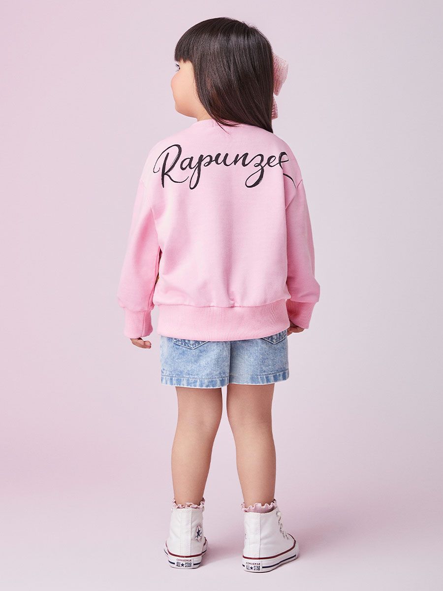 Moletom Infantil Animê Inverno Rosa Rapunzel