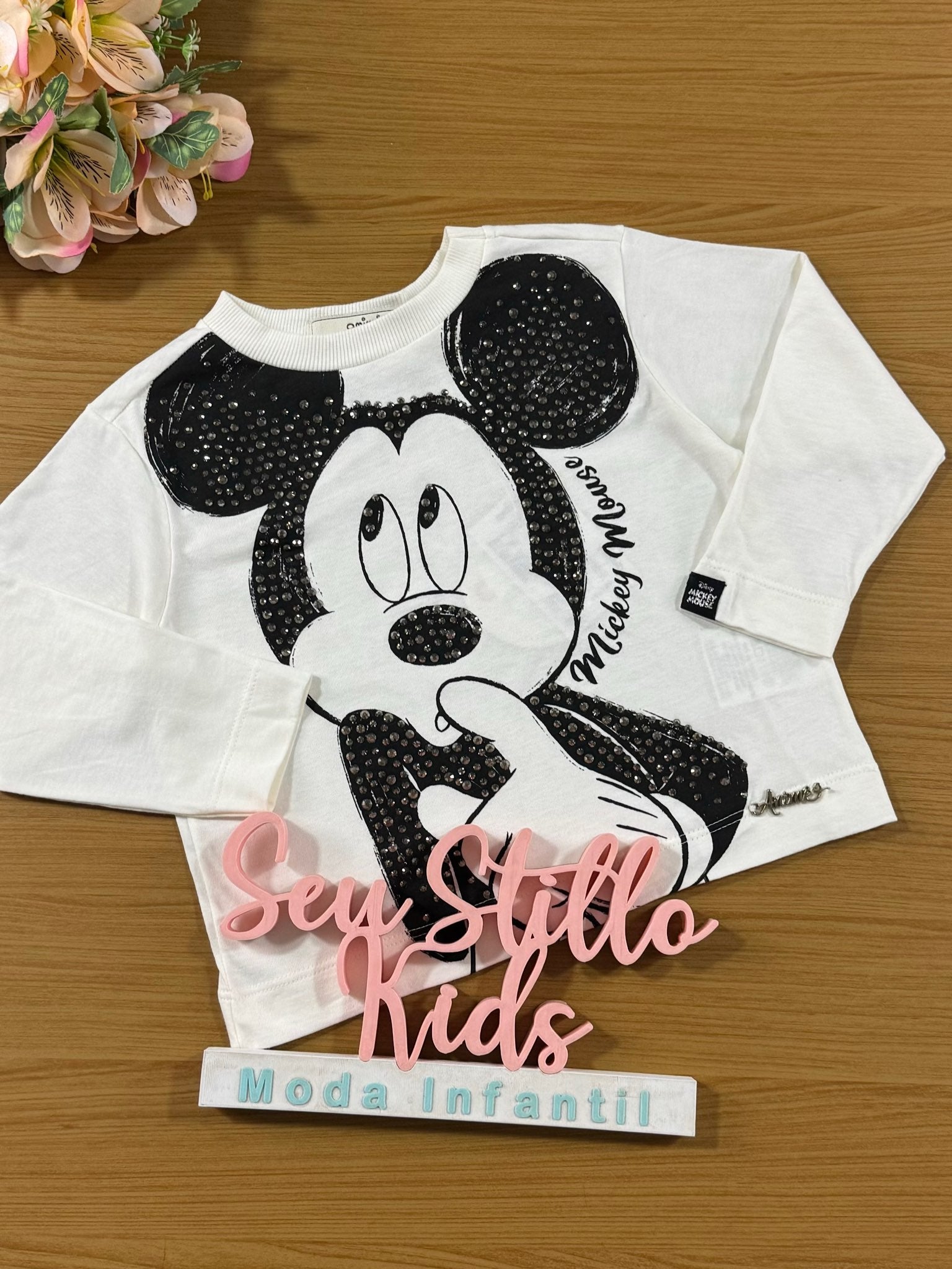 Blusa Infantil Animê Inverno Manga Longa Mickey Disney