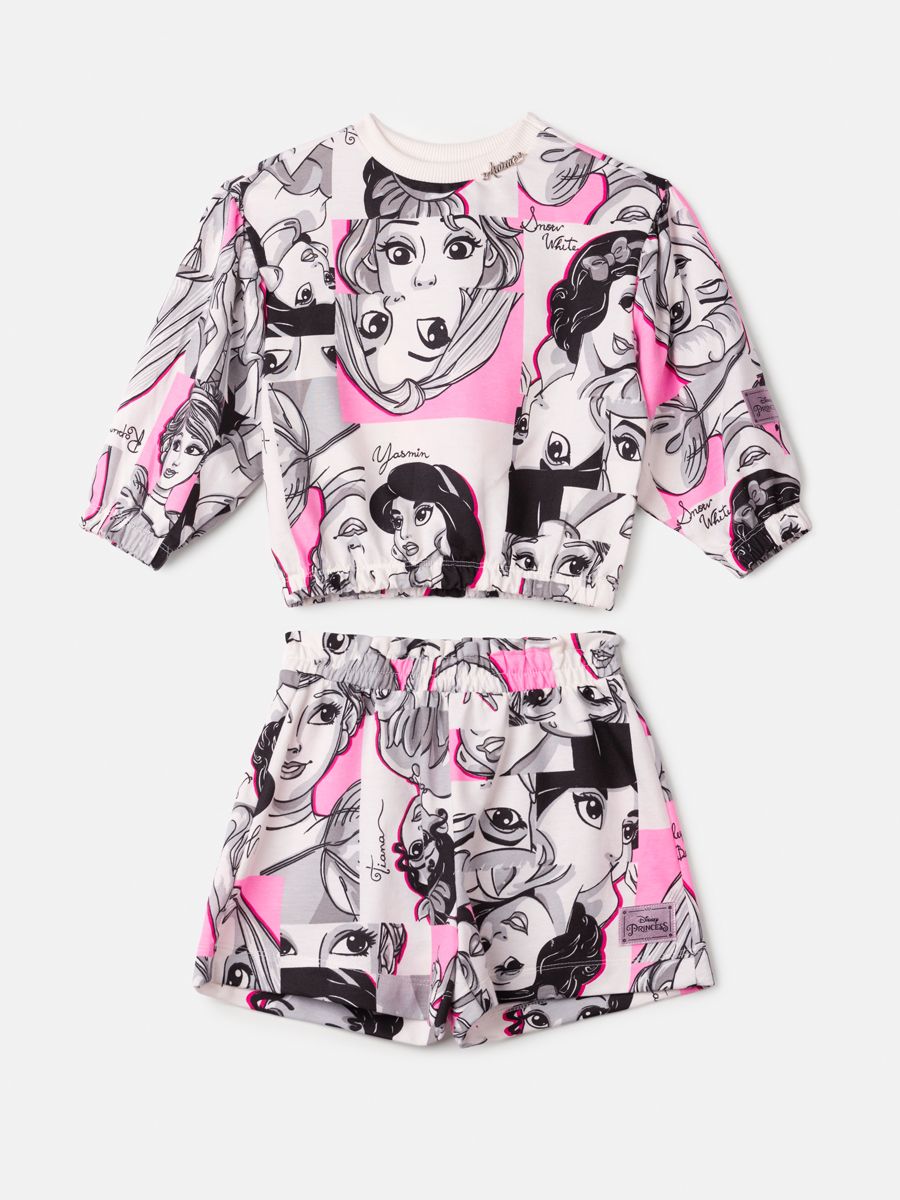 Conjunto Infantil Animê Inverno com Shorts e Blusa Princesas Disney