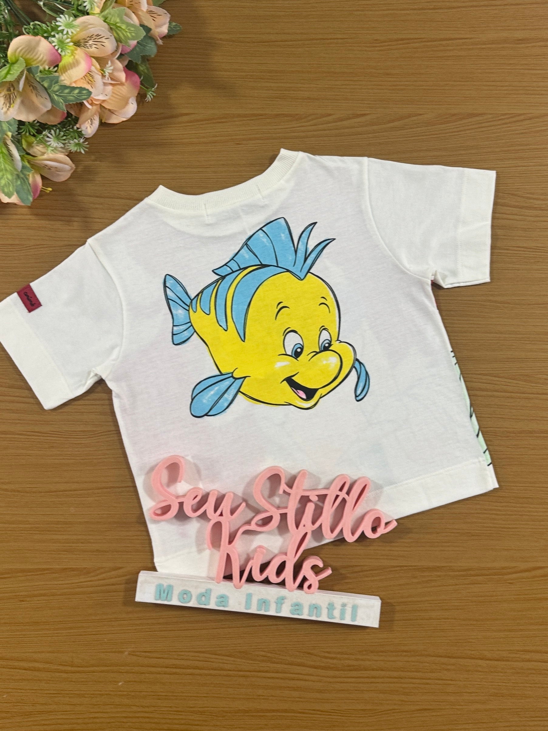 Blusa Infantil Animê Verão Princesa Ariel Disney