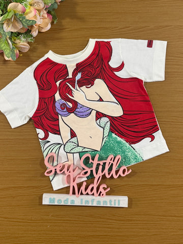 Blusa Infantil Animê Verão Princesa Ariel Disney