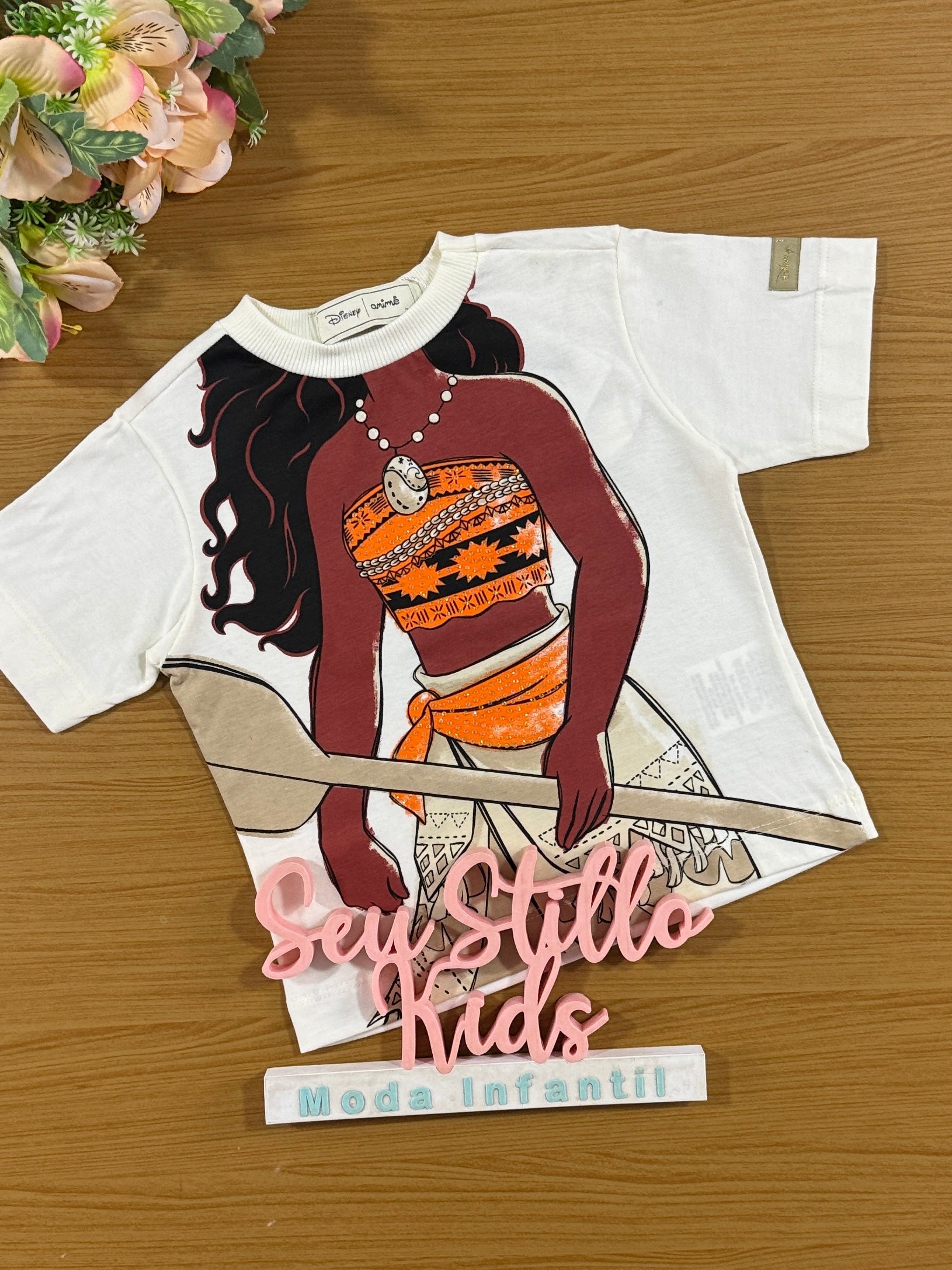 Blusa Infantil Animê Verão Princesa Moana Disney