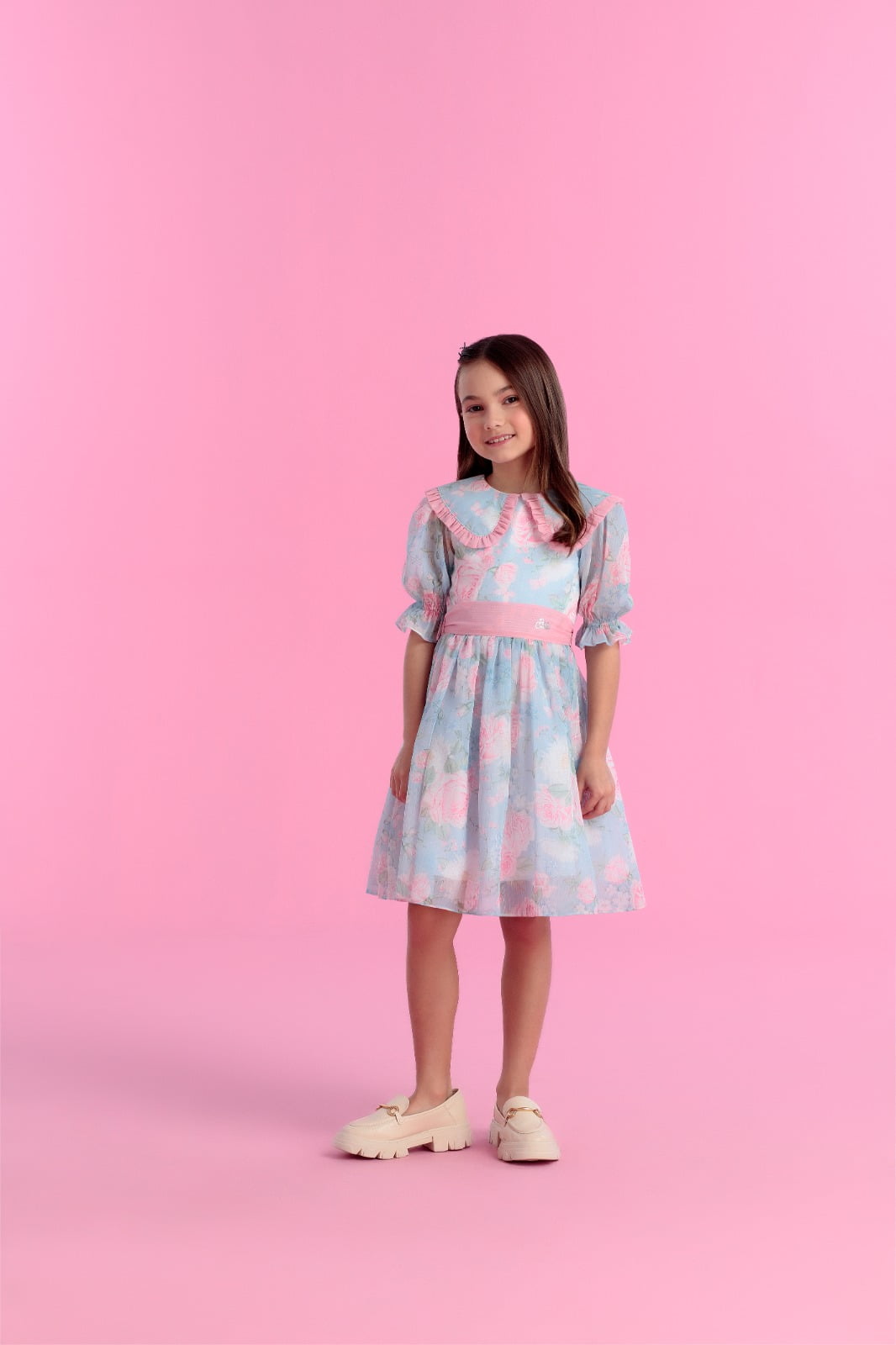 Vestido de Festa Infantil Petit Cherie Inverno Jardim Azul