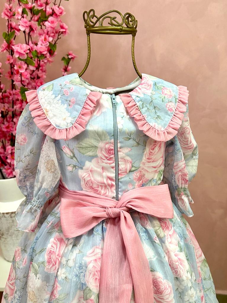 Vestido de Festa Infantil Petit Cherie Inverno Jardim Azul