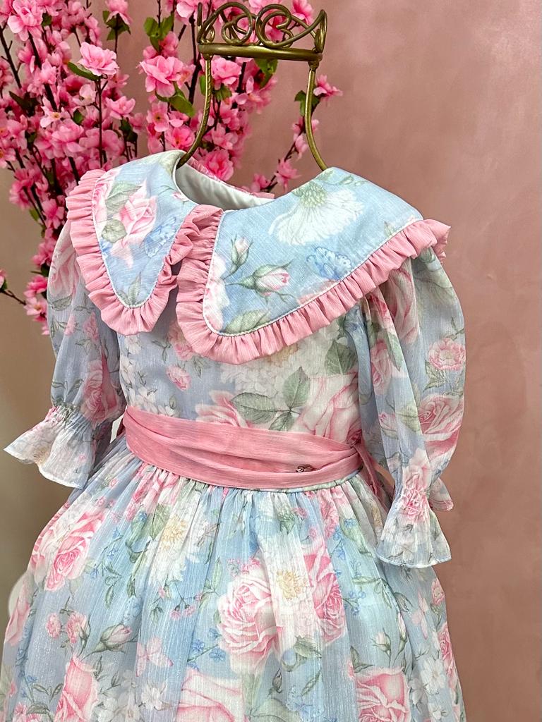 Vestido de Festa Infantil Petit Cherie Inverno Jardim Azul