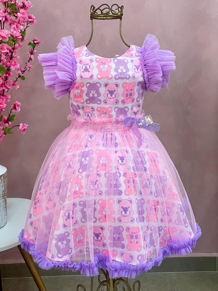 Vestido de Festa Infantil Petit Cherie Inverno Urso Do Amor