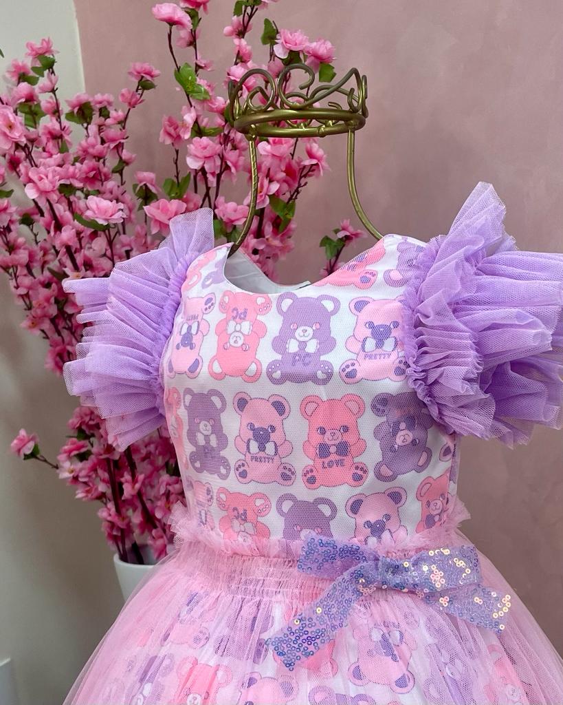 Vestido de Festa Infantil Petit Cherie Inverno Urso Do Amor