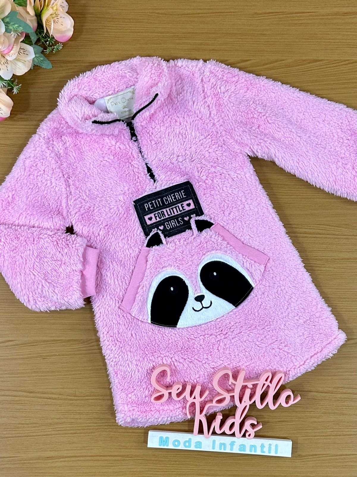 Vestido Infantil Petit Cherie Inverno Rosa Guaxinim