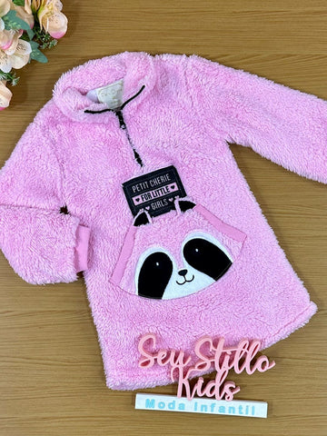Vestido Infantil Petit Cherie Inverno Rosa Guaxinim