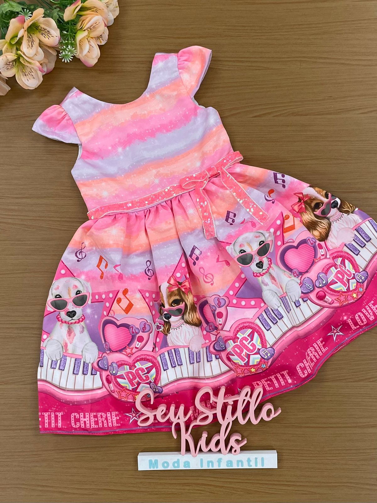 Vestido de Festa Infantil Petit Cherie Verão Dog Music
