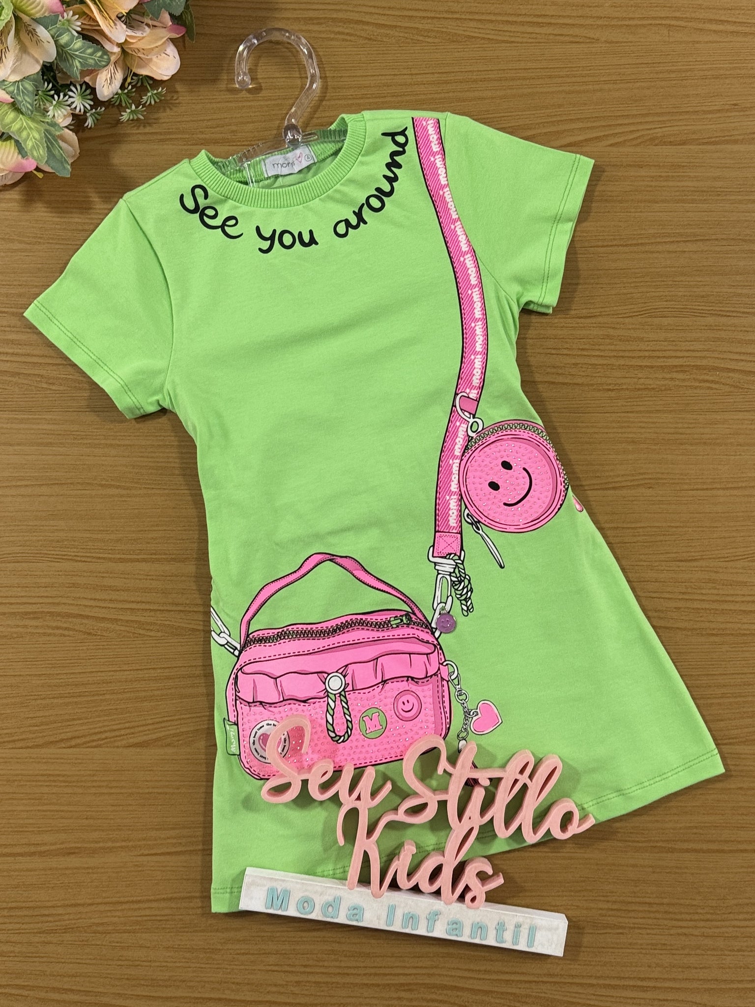 Vestido Infantil Momi Verão Verde Bolsinha