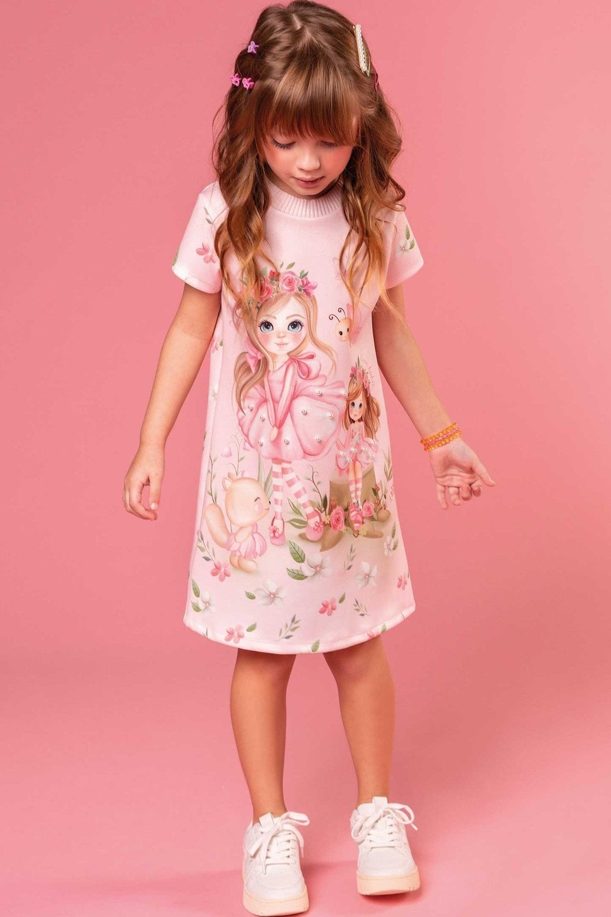 Vestido Infantil Kukie Inverno Manga Curta Fadinha